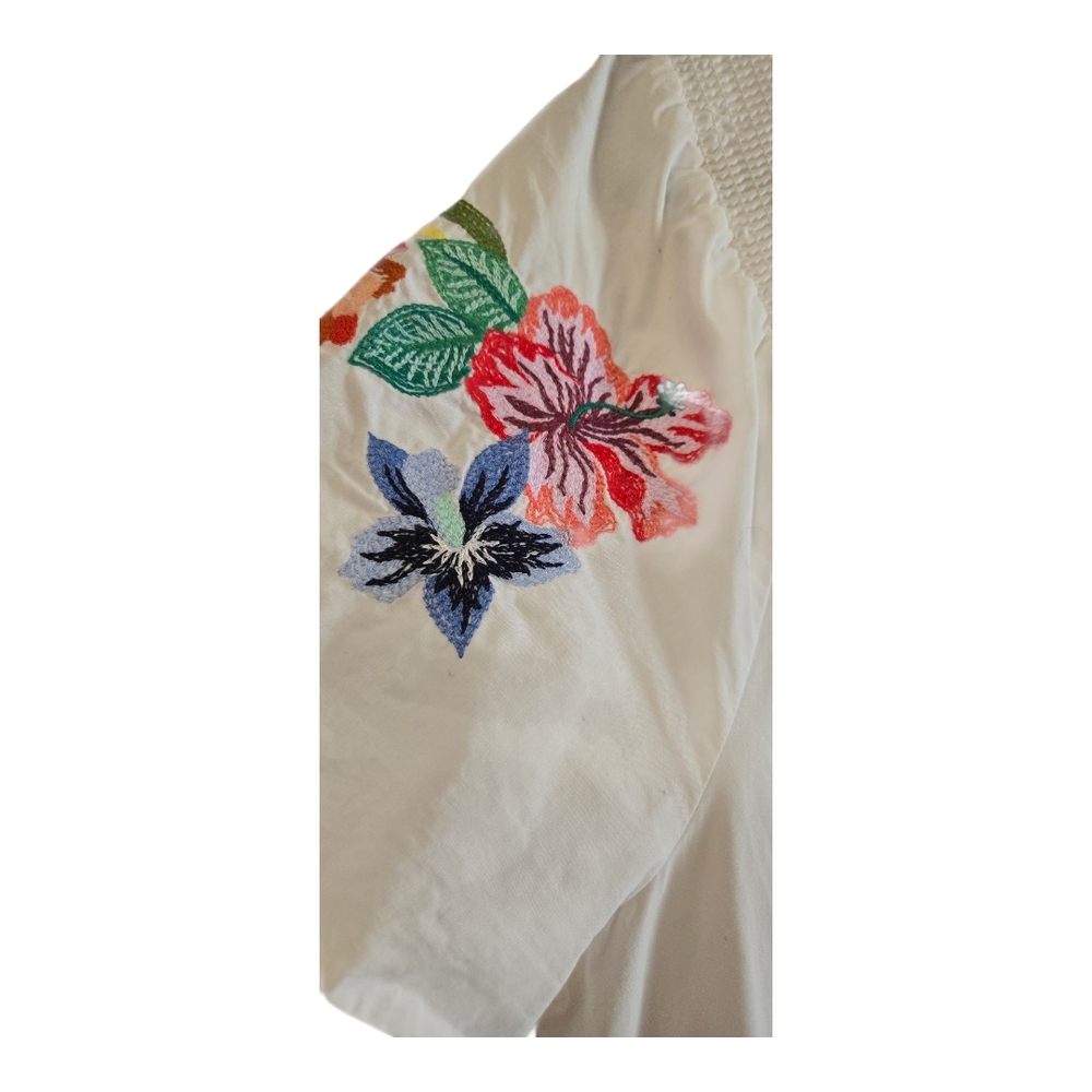 Talbots White Embellished Short Sleeve Blouse - Picture 4 of 5